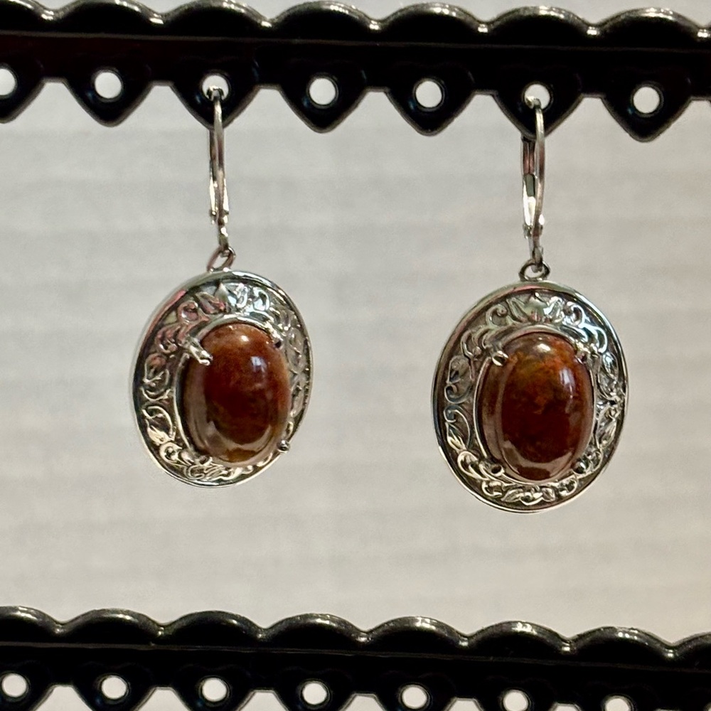 Natural Brown Aqua Nuevo Miss Leverback earrings Stainless 13 ctwt